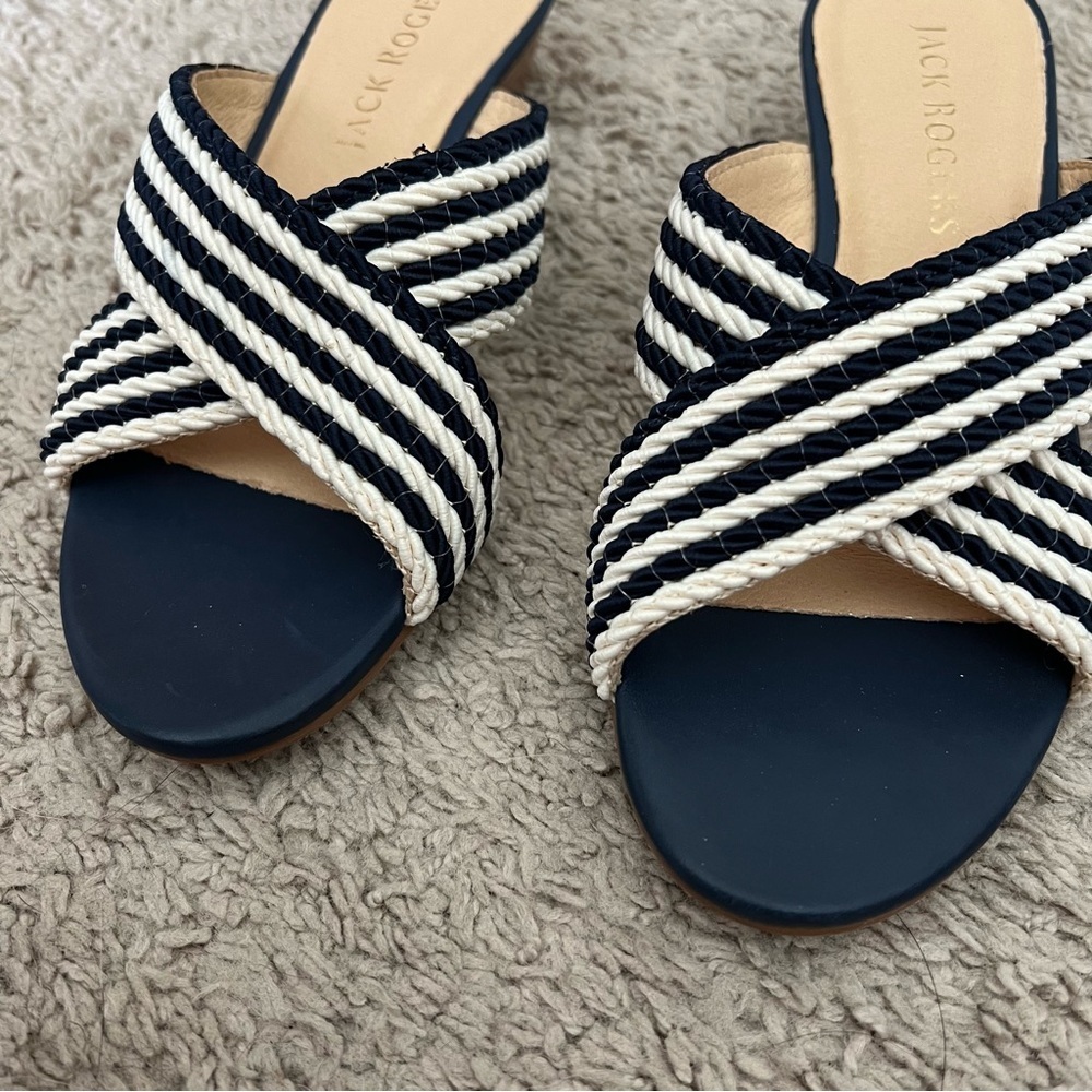 Women’s Jack Rogers blue striped slip on Dolphin mini wedges size 8.5 - Picture 3 of 7